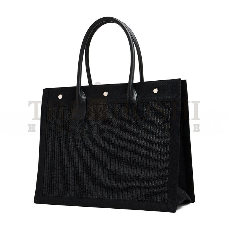 Y51 RIVE GAUCHE SMALL TOTE BAG IN RAFFIA AND LEATHER 6174812M21E1050 (39*31*18cm) Master Quality